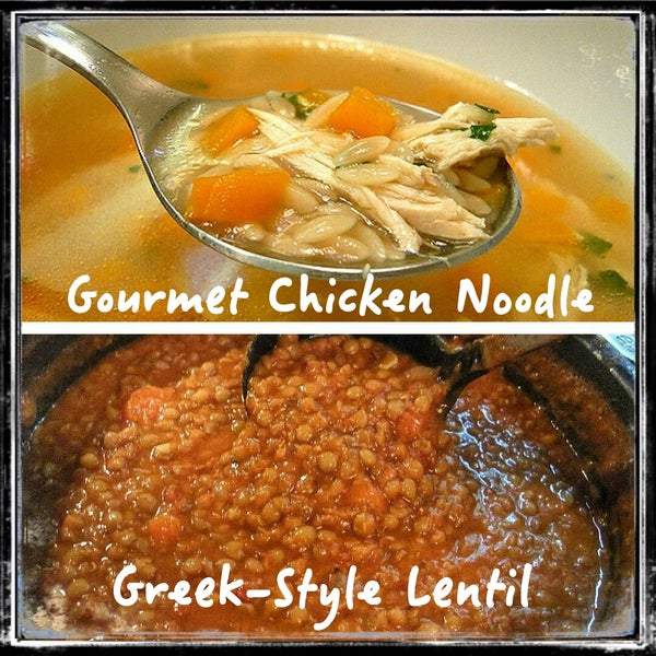 Just like everyday we're serving up our great HOMEMADE Soups!  Today we have Gourmet Chicken Noodle & Greek-Style Lentil... What makes it "gourmet" you ask?  Because we made it! 😋 👍 🌱 🐓 🍲 🍴 🏦