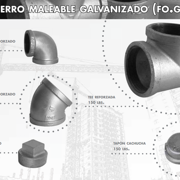 HIERRO MALEABLE GALVANIZADO CODO 90° Y 45°