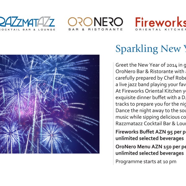 Sparkling New Year at Fireworks Oriental Kitchen!