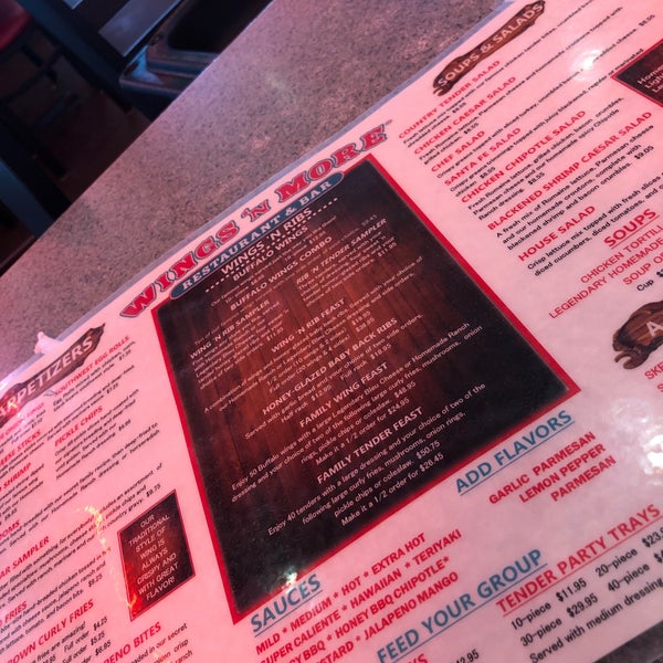 Wings n more deals menu