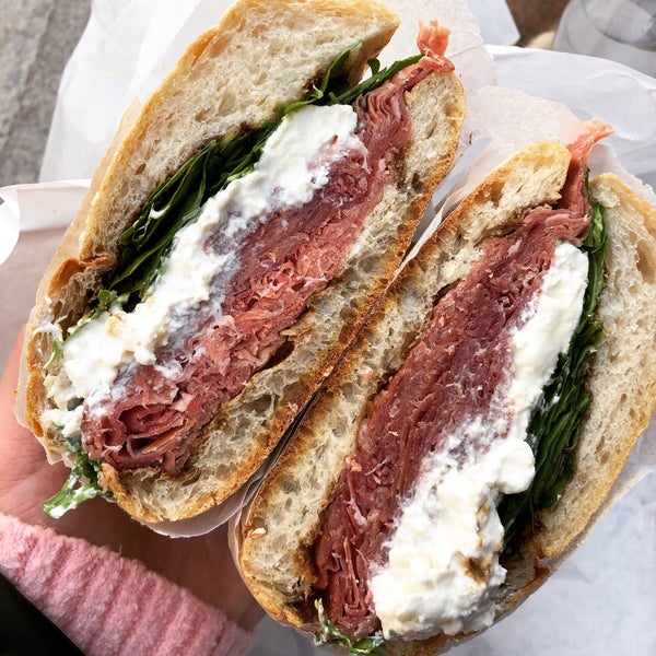 The Amore sandwich with prosciutto, arugula, burrata cheese and balsamic glaze on fresh ciabatta bread is everything you want in a deli sandwich and more. Absolutely amazing!