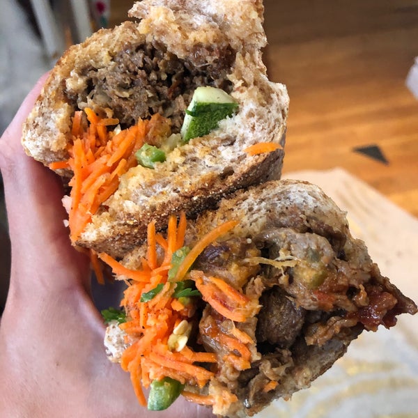 Sidecar beef bahn mi sandwich extra spicy on wheat. Very good and only $13 with drink & kind bar. Got it for takeout during covid they seemed sanitary, had a plexiglass wall & contactless payment.