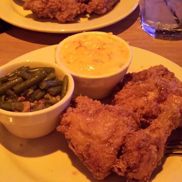 Liked the fried green tomatoes, had the honey fried chicken meal.large portions, so bring your appetite, good server, and loved the sangria. .my husband had the cucumber drink and it was very strong!