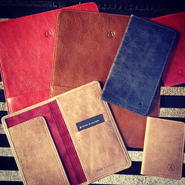 Just in! Exquisite leather wallets and tech covers by Made in Mayhem.