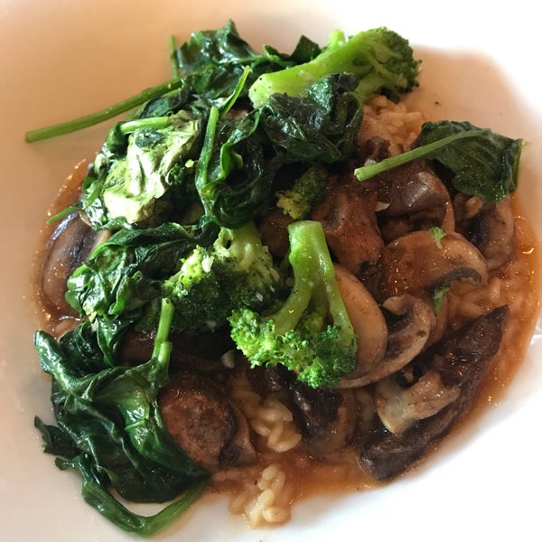 Chef made vegan mushroom risotto for my guy! Try it for a super heathy alternate to the risotto on the menu.