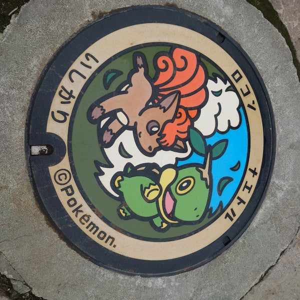 Foto Di ポケモンマンホール ポケふた ロコン ナエトル 石狩市 北海道