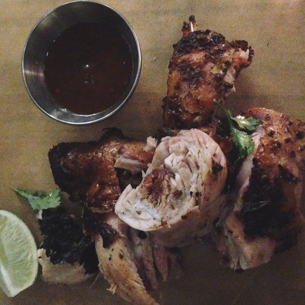 Jerk chicken and lots of small plates great for sharing.