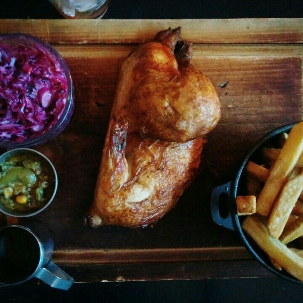 Chicken servings are massive, make sure you come hungry. Great cocktails too, get the michelada that is basically Bloody Mary mix and beer.