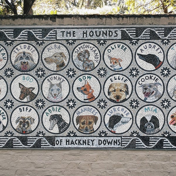 Keep an eye out for the hounds of Hackney Downs mosaic, it has a certain Wes Anderson charm to it