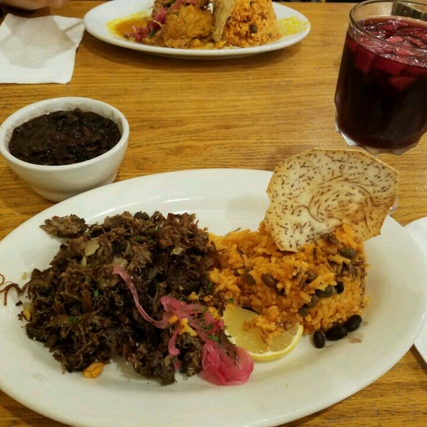 Can't go wrong with Vaca Frita, Rice & Beans, and a Red Sangria