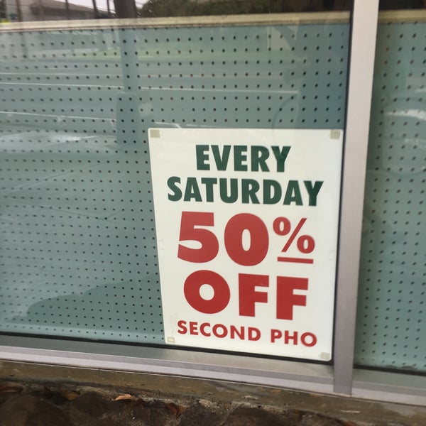 Buy 2 pho, get 50% off 2nd pho on Saturdays