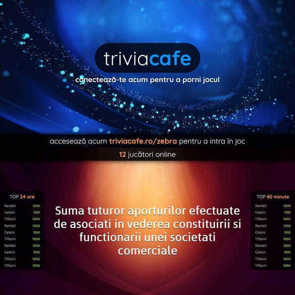 Noutate absoluta in Tulcea !!!Cafeneaua Zebra a introdus primul concept TriviaCafe GRATUIT!
