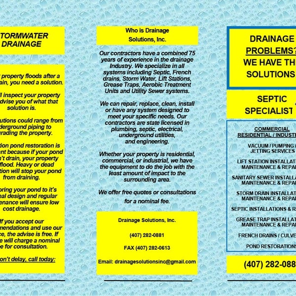 Drainage Solutions Inc Business Service in Orlando