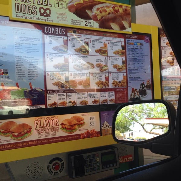 Menu at Sonic Drive-In fast food, Peoria