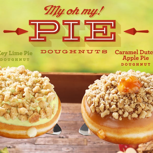 We've got Key Lime Pie and Caramel Dutch Apple Pie Doughnuts starting today (3/31/14) while supplies last!