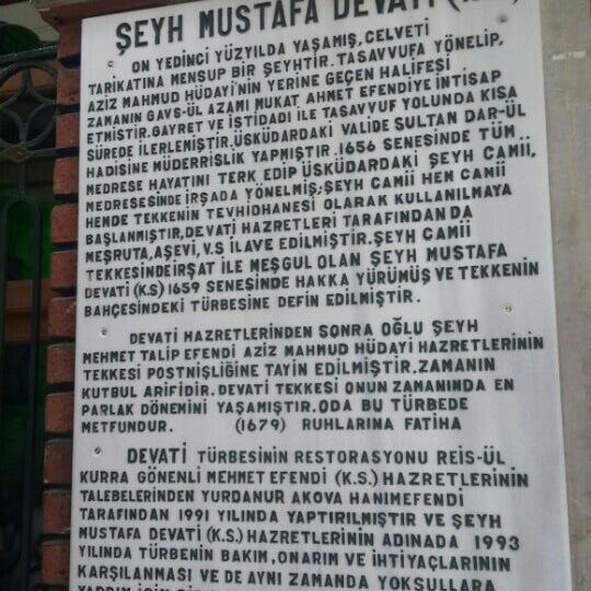 Photos At Seyh Mustafa Devati Turbesi Shrine In Uskudar