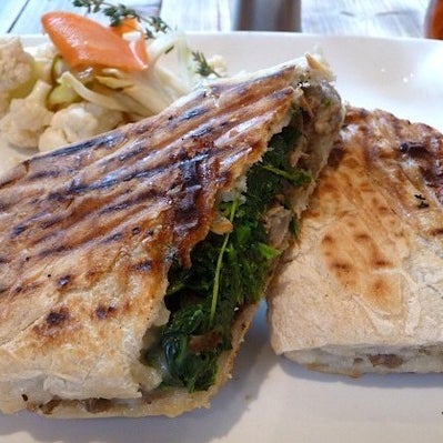 Sausage, Broccoli Rabe, Mushroom and Taleggio Panini: Packed with mild sausage, earthy mushrooms, and plenty of well-chopped, tender, bitter greens. Combined with just enough pungent, tangy taleggio.