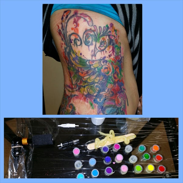 Awesome Watercolor peacock by Shawn Jarvis Www.22calibertattoos.com Text : ...