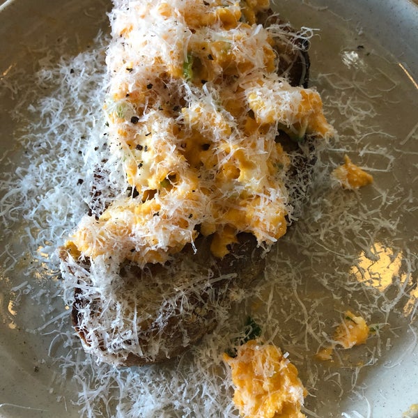 Parmesan scrambled eggs on sourdough 👍
