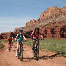 Great family mountain bike trail is Bar M Loop.  Terrific for kids with stunning scenery.