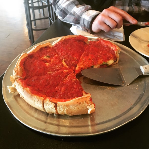 Stuffed Chicago Style Pizza. Worth the 40 min wait. Best pizza I've ever had.
