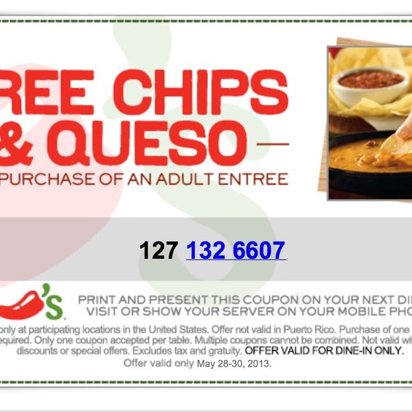 Used a coupon for free chips and queso! W/ entree..