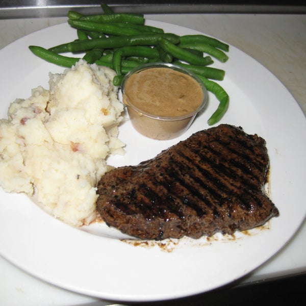 Steak Night! Tonight and every Wednesday at Van Goghz. 6oz Bacon Wrapped filet mignon or 6oz Brandy Peppercorn flat iron steak dinner with mashed potatoes and green beans for only $6.99!