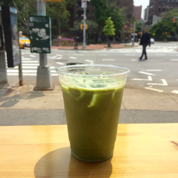 a bright space with a beautiful panoramic view of 7th ave in the Village. lots of matcha drinks