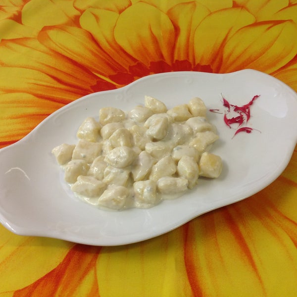 "Potatoes gnocchi with gorgonzola cream"