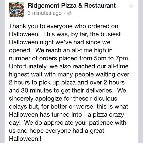 11/1/2014にRidgemont PizzaがRidgemont Pizzaで撮った写真