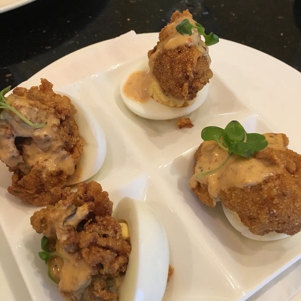 Fried oyster deviled eggs. ❤️😋😋❤️