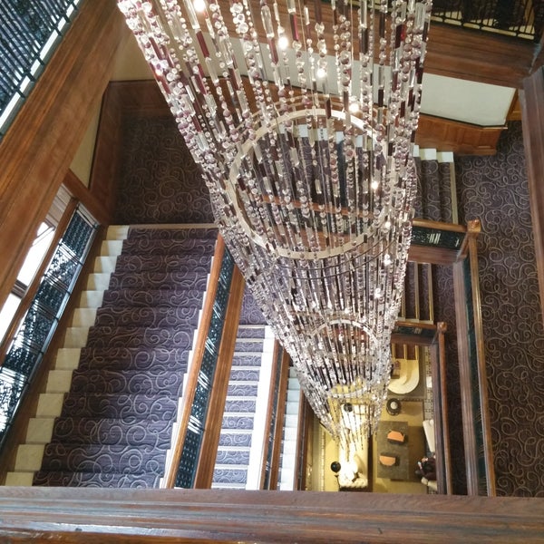 I love going down the staircase with a chandelier hanging from top to bottom.