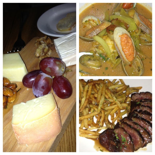 Great lil French bistro. Cheese plate + 1/2 order of asparagus ravioli were great apps. Wife liked Bouillabaisse. The hanger steak frites was perfectly cooked. Excellent service too.