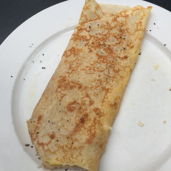 Ham egg and cheese crepe is delicious and massive (this pic is 1/2 of it). Employees mess up my order 90% of the time, so make sure you're super specific.