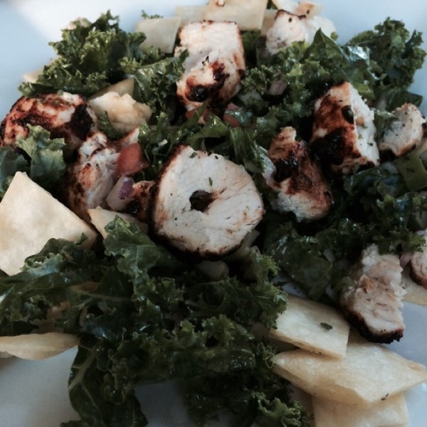 Tasty fattoush salad of organic kale and chicken. Service could not be more genuine and friendly