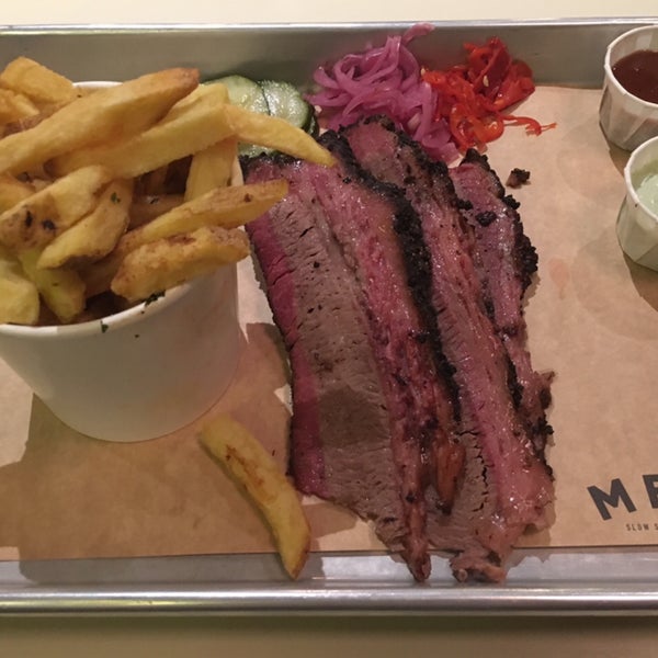Juicy, tender brisket with just the right amount of kick in the bark. They do it well here at Melt.