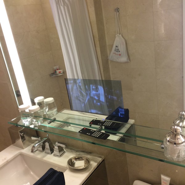 Amazing customer service. They upgraded our room to a King suite and and we didn't even ask! Plus the bathroom mirror has a TV built into it!!!