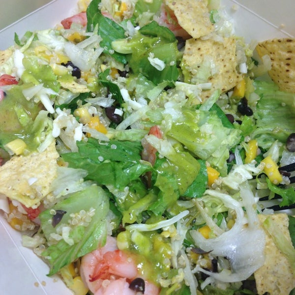 They always have the most bomb lunch specials! Today I got the shrimp quinoa & mango salsa tostada salad