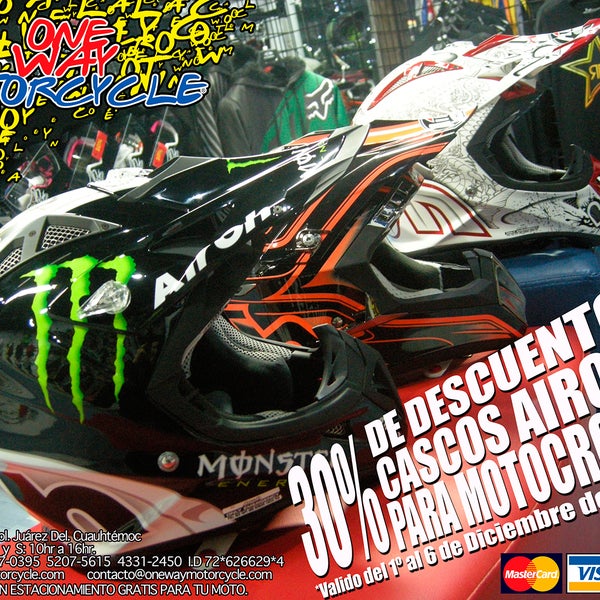 30% de descuento en los Cascos para Motocross AIROH, valido del 1º al 6 de Diciembre del 2014.