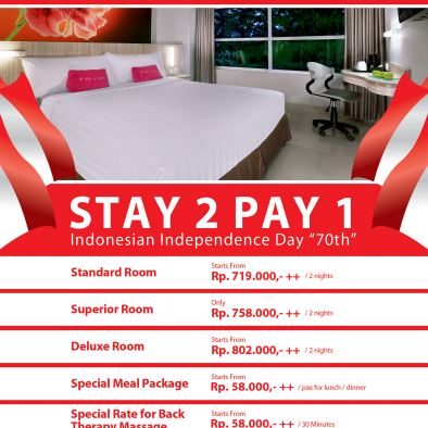 STAY 2 PAY 1 PROMO, book Now 021 - 392 1002 or visit our website www.favehotels.com