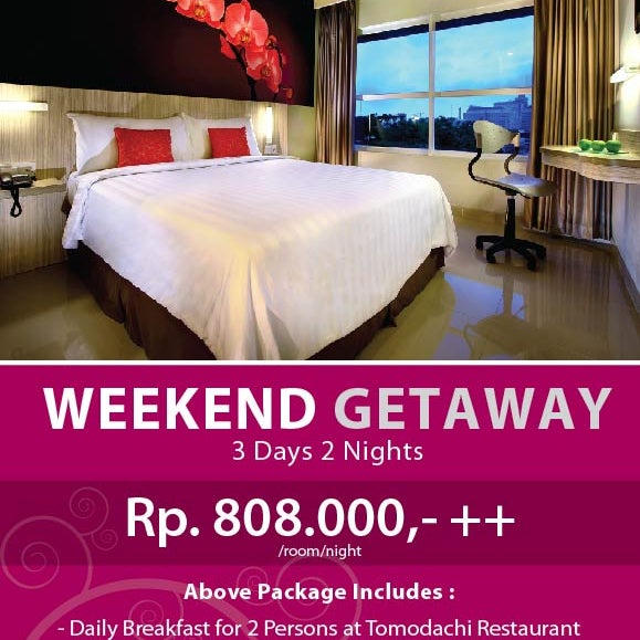 Spend your long weekends at our hotel with special offer at IDR 808.000++/room (3D2N stay). BOOK NOW 021 - 392 1002