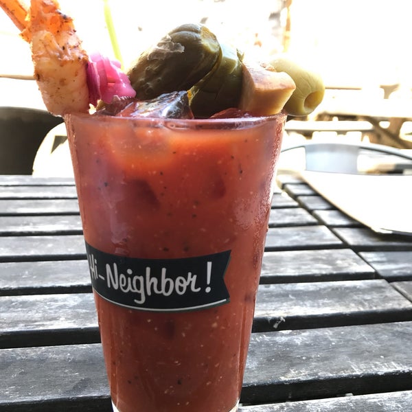 bloody mary, sausage and caramelized onions!