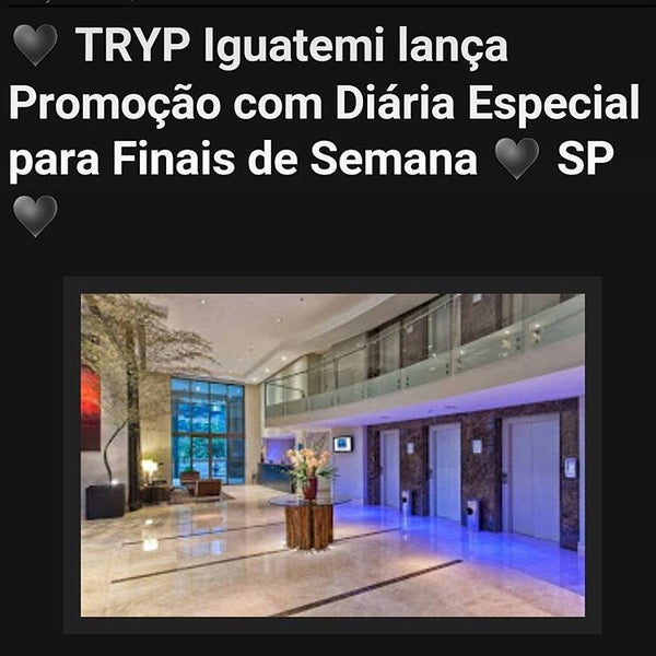 10/26/2016에 Paula B.님이 TRYP São Paulo Iguatemi Hotel에서 찍은 사진