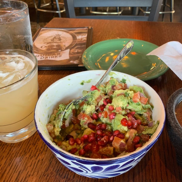 Guacamole with pomegranate seeds is the best with a margarita!