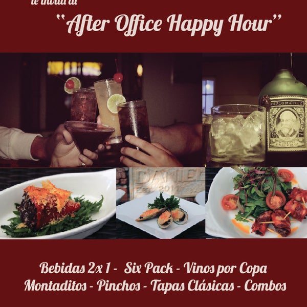 After Office Happy hour en Daniel Dine and Wine, Lunes a Jueves de 3:00pm a 7:00pm #Bogotá #HappyHour #Restaurante