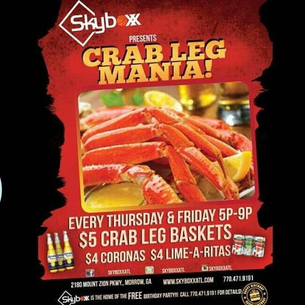 Tonight from 5-9pm $5 crab legs , $4 coronas & $4 lime-a-ritas