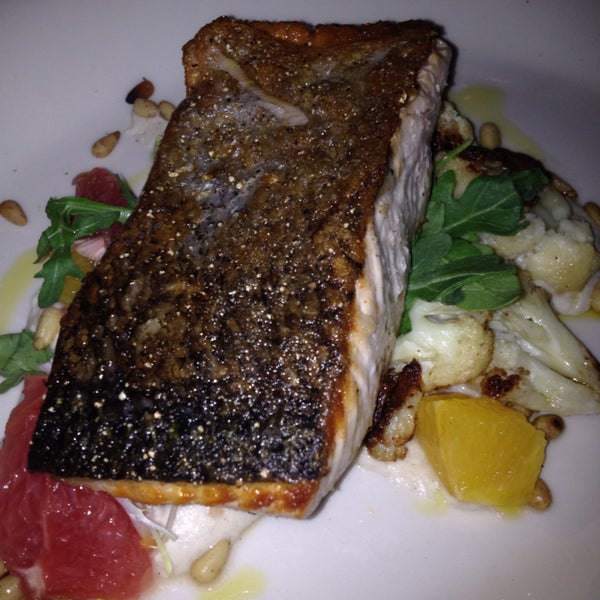 Wild king salmon was delicious and served with roasted cauliflower and pine nuts.