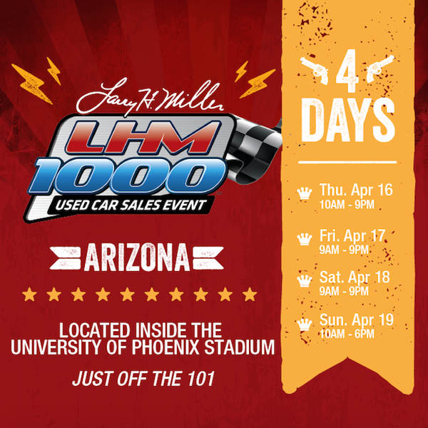 Join us inside the University of Phoenix stadium on Thursday for LHM1000! http://www.lhmauto.com/lhm-1000-arizona.htm