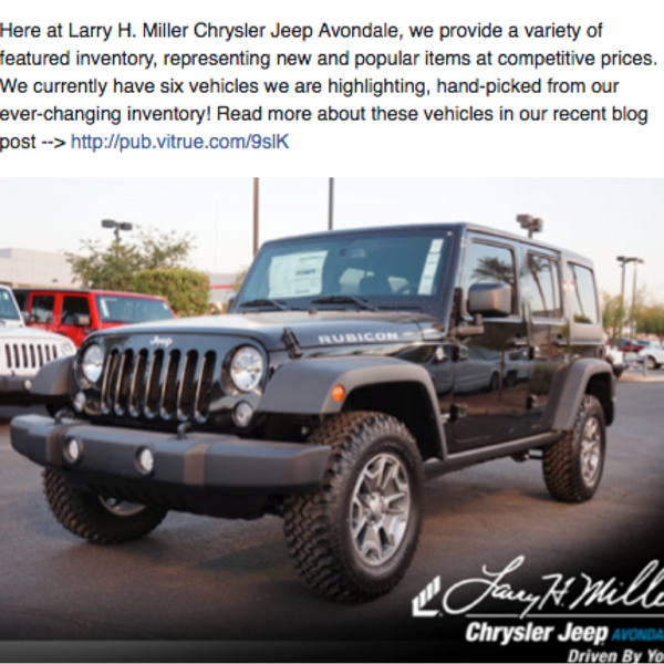Here at Larry H. Miller Chrysler Jeep Avondale, we provide a variety of featured inventory, representing new and popular items at competitive prices. http://pub.vitrue.com/9slK
