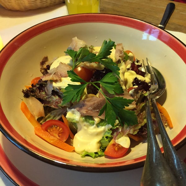 The smoked mackerel salad is extremely good and works well as a light meal for lunch.